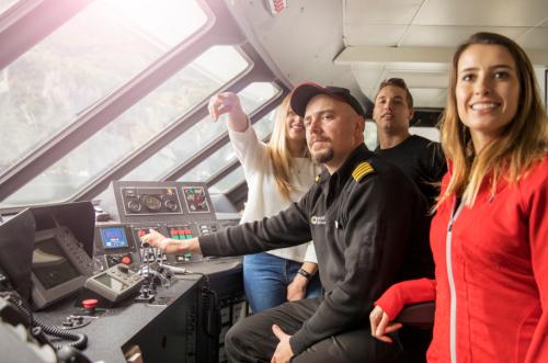 Nature Cruise guests in the Pride of Milford Wheelhouse